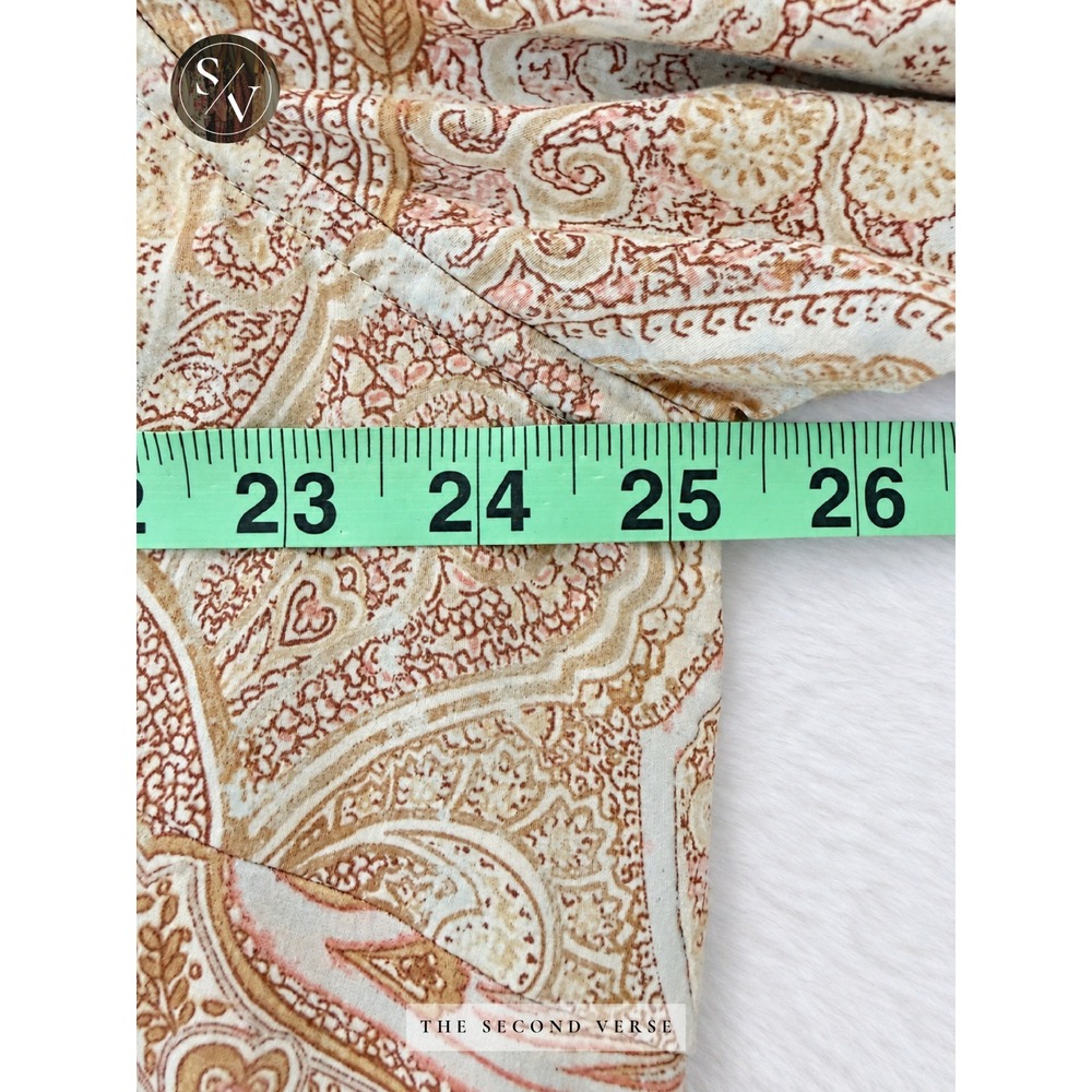 Lauren Ralph Lauren Paisley Button Down Shirt Tan Pink Cotton Womens 2X - Picture 3 of 6